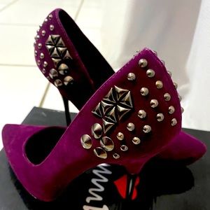 Purple suede high heels